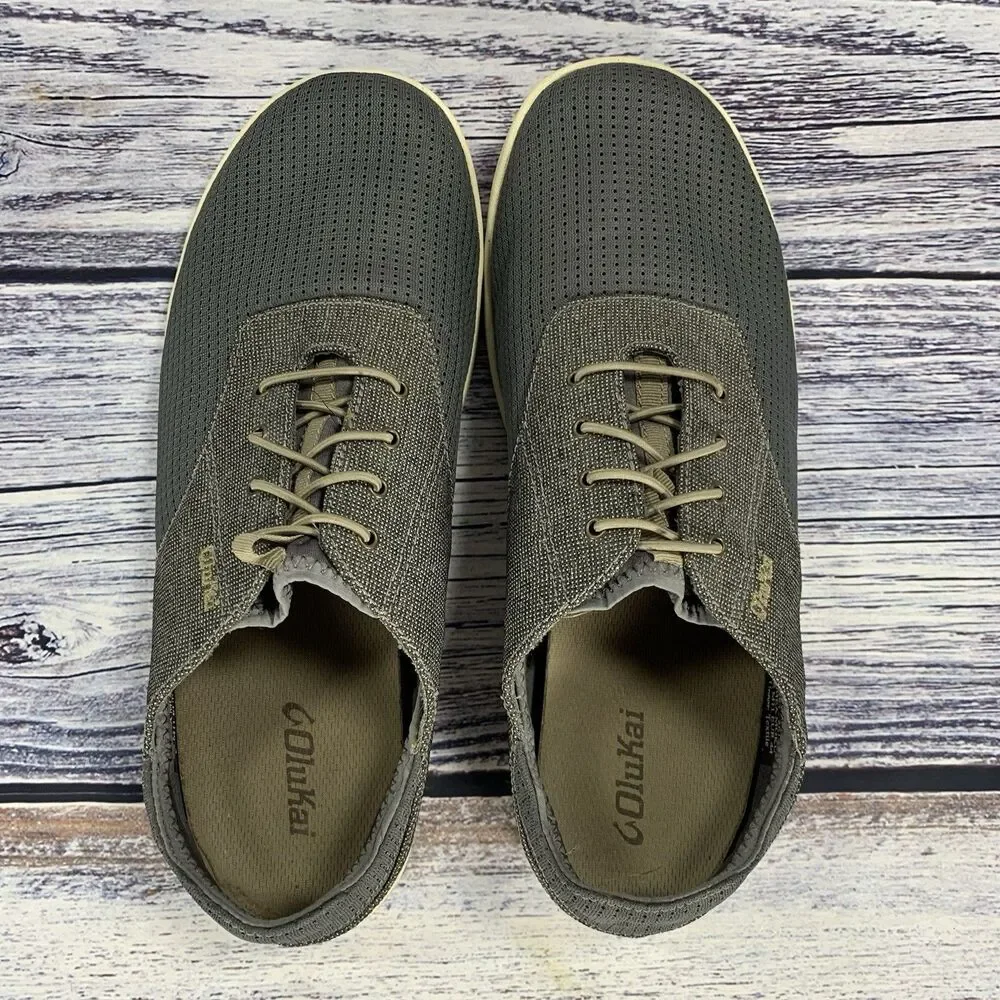 Olukai Nohea Moku Gray Barefoot Slip On Sneakers Shoes, Men's Size 11